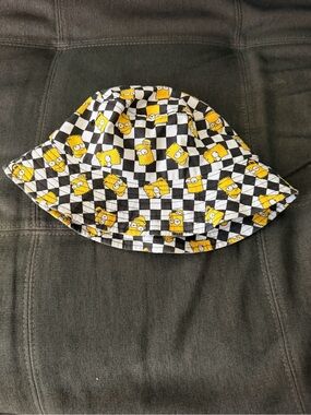 MAD Engine Black & Yellow Checkerboard Bart Simpson Bucket Hat